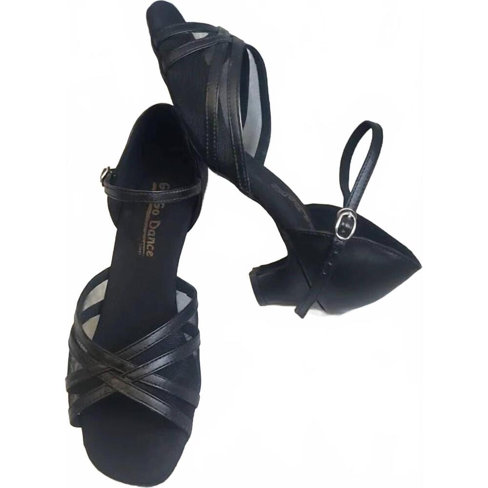 NEW GO GO DANCE women's harla 1.3" thick heel latin sandal in black